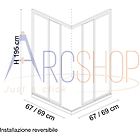 Arcdesign Selection box doccia 70x70 adattabile con profilo flat alluminio cromo lastra cristallo 6 mm due ante scorrevo