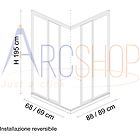 Arcdesign Selection box doccia 70x90 h195 da 6mm profilo in alluminio cromo e cristallo trasparente