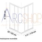 Arcdesign Selection box doccia 70x120 regolabile con profilo flat alluminio cromato cristallo trasparente 6 mm due ante 