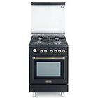 Delonghi pema664ced country cucina da accosto cm 60 4 fuochi + 1 forno elettrico scaldavivande nero