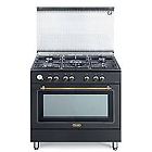 Delonghi Pema965ced Country Cucina Da Accosto Cm 90 5 Fuochi + 1 Forno Elettrico Scaldavivande Antracite