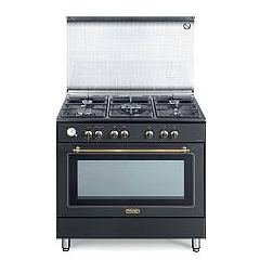 Delonghi pema965ced country cucina da accosto cm 90 5 fuochi + 1 forno elettrico scaldavivande antracite