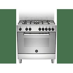 Lagermania la germania amn855exv americana cucina cm. 80 inox 5 fuochi a gas forno singolo elettrico