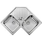 Plados Telma lisp838320s olympus lavello angolo incasso cm. 83 x 50 inox 2 vasche + gocciolatoio centrale