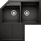 Blanco metra 9 e 1525938 lavello angolo 2 vasche sopratop 83 x 83 con gocciolatoio sinistro nero