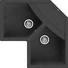 Elleci unico corner lgucor40 lavello ad angolo 2 vasche + gocciolatoio cm. 83x83 granitek nero