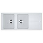 Franke bfg 621 114.0276.593 boston lavello 2 vasche incasso 116 x 50 con gocciolatoio reversibile bianco