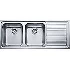 Franke llx 621 101.0085.849 logica line lavello 2 vasche incasso 116 x 50 con gocciolatoio destro inox sati