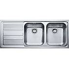 Franke llx 621 101.0150.821 logica line lavello 2 vasche incasso 116 x 50 con gocciolatoio sinistro inox sa