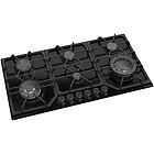 Premiertech premiertech® pc906g piano cottura a gas a 6 fuochi da 90cm doppio wok in vetro nero