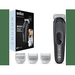 Braun bg3340 bodygroomer rifinitore corpo 3 bg3340 nero/grigio, depilazione da uomo, con pettine per le ar