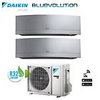 Daikin Climatizzatore Dual Split 7+12 Inverter Serie Emura Silver Wi-fi R-32 Bluevolution 7000+12000 Con 2m