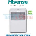 Hisense deumidificatore daria portatile inverter con gas r290 16 litri al giorno serbatoio da 4 litri modell