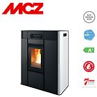 Mcz termostufa a pellet slim thea hydro 23 s1 23 kw in acciaio colore white