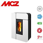 Mcz stufa a pellet slim ventilata alea air 7 s1 7 kw in acciaio colore bianco