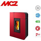 Mcz stufa a pellet slim ventilata alea air 7 s1 7 kw in acciaio colore bordeaux