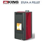 King termostufa a pellet 19 kw 20 idro con ventilazione frontale con telecomando colore bordeaux