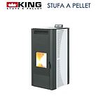 King termostufa a pellet 19 kw 20 idro con ventilazione frontale con telecomando colore bianco