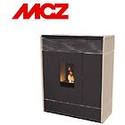 Mcz stufa a pellet idro slim aki hydromatic 24 m1 maestro 24 kw con fianchi in ceramica colore sabbia