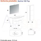 Bh Fitness bh mobile bagno bianco lucido 100 cm sospeso moderno curvo con lavabo ceramica specchio e colonna 17