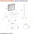 Bh Fitness bh mobile bagno sospeso curvo 100 cm larice con colonna lavabo ceramica e specchio led mod. berlino