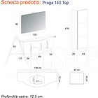 Bh Fitness bh composizione da bagno ad onda bianco lucido sospesa 140 cm con specchio applique led e cassettoni