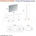 Bh Fitness bh mobile da bagno doppio lavabo bianco lucido sospeso 140 cm con specchiera lampada led cassettoni 