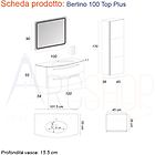 Bh Fitness bh composizione bagno sospesa 100 cm bianco lucido con specchio retroilluminato lavabo e colonna tre