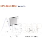 Bh Fitness bh mobile bagno rovere scuro sospeso 90 cm con specchio led retroilluminato e cassettoni soft close