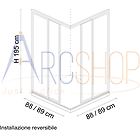 Arcdesign Selection box doccia 90x90 h195 da 6mm profilo in alluminio cromo e cristallo trasparente