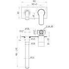 Jacuzzi miscelatore lavabo a muro con piastra rubinetteria eolo ottone cromato 0e000497ja03