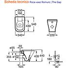 Roca wc vaso filomuro a terra in ceramica mod. the gap doppio scarico