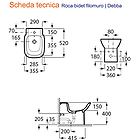 Roca bidet a pavimento filomuro in ceramica mod. debba