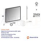 Bh Fitness bh specchio led touch 90x100 con righe al bordo intarsiate