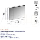 Bh Fitness bh specchio contenitore 67x91,7x15 tre ante con illuminazione led