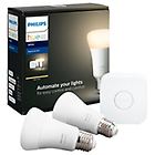 Philips lampadina led hue white kit, 2 lampadine e27 smart, luce calda e bridge hue