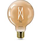 Philips lampadina led filament ambra g95 e27, lampadina intelligente, oro, traslucido